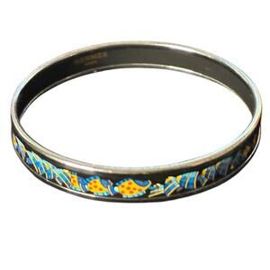 HERMÈS Narrow Enamel Bangle Bracelet Tropical Fish/Parures Oceanes w/dust bag